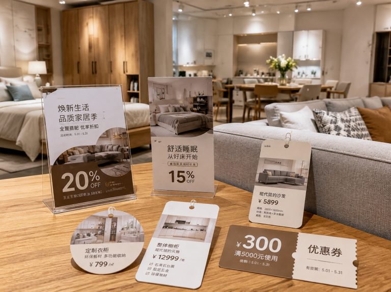 敖汉旗家具门店单页海报与吊牌